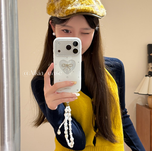 ins高级感闪粉水钻蝴蝶结适用苹果iphone18promax手机壳16pm新款女款13双层15pro带链条16promax手机壳14哇塞