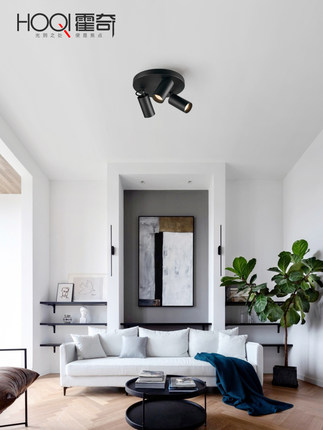 三头聚光灯圆形筒灯Led天花板家庭客厅入口通道表面安装的Cob聚光