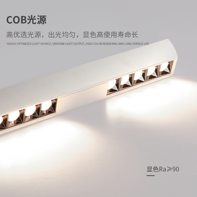 无主灯明装 射灯LED长方形客厅家用防眩COB吸顶灯双头20W长条线性