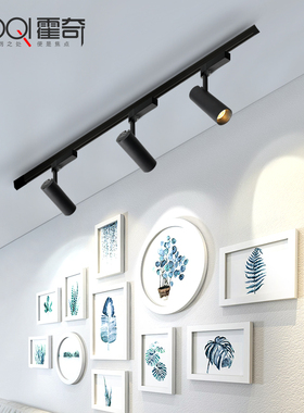 led轨道射灯天花灯筒灯吸顶导轨灯北欧服装店cob轨道灯明装小射灯