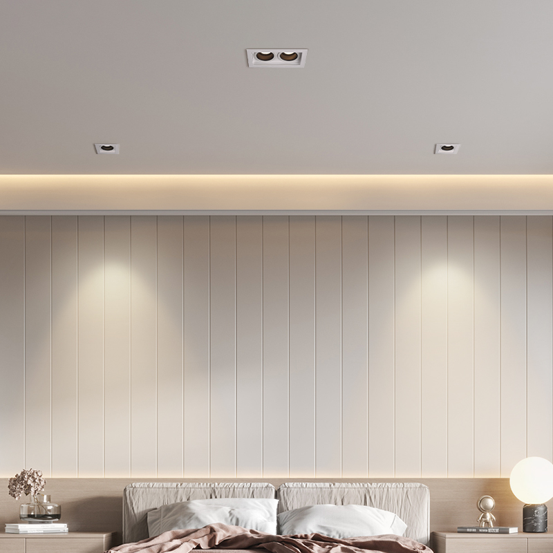 头斗胆灯led天花灯嵌入式三头筒灯长方形孔灯家用客厅防眩射灯