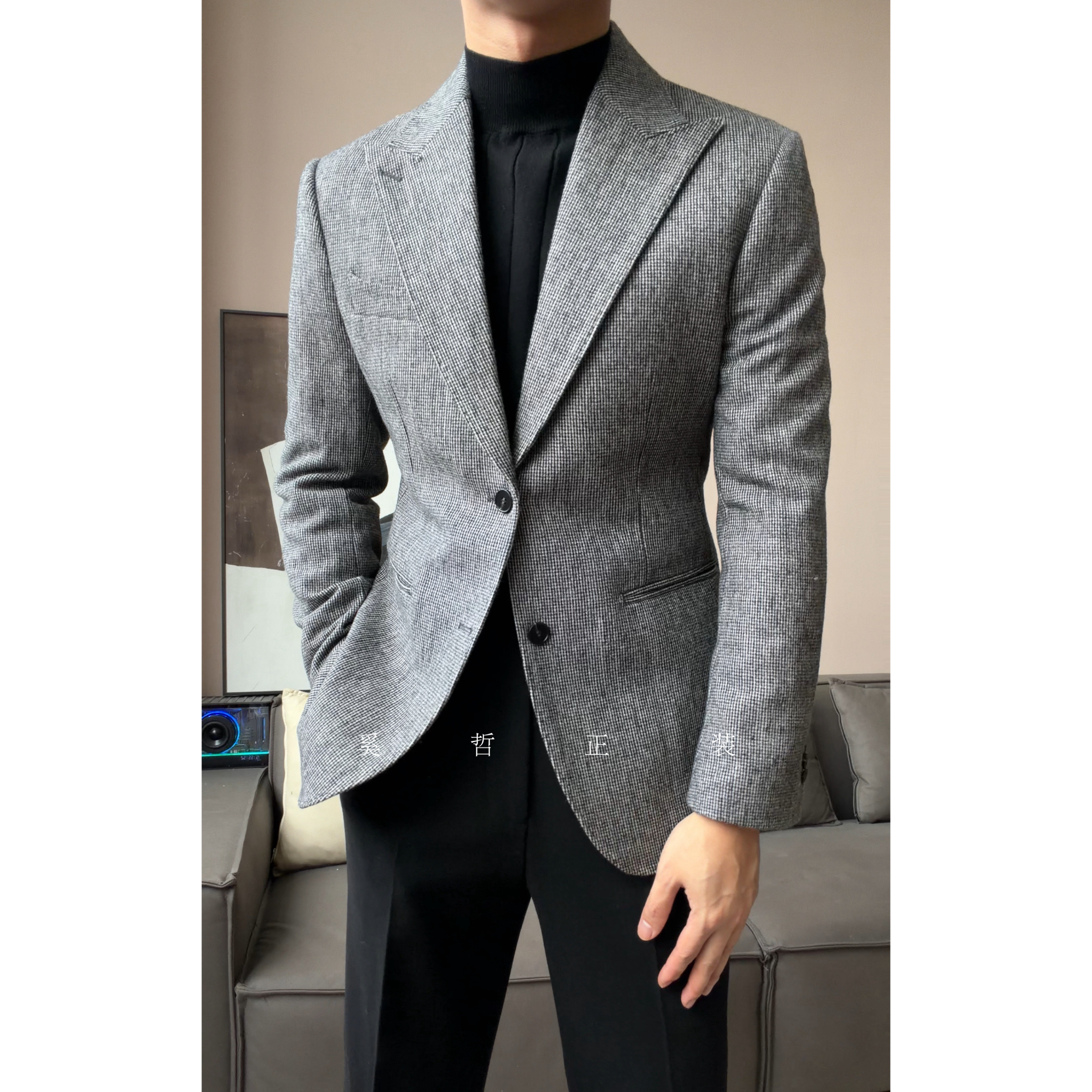 秋冬新款老钱风羊毛混纺高克重绅士戗驳领单西外套966,男装,休闲西服,淘宝优惠券,粉丝福利购,淘宝优惠卷