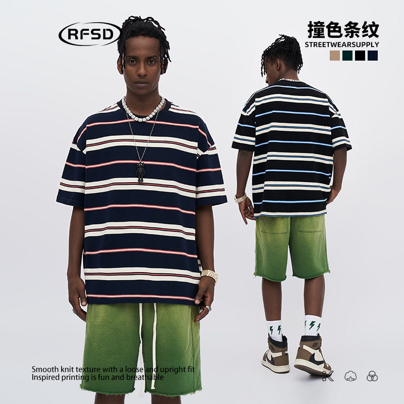 RFSD男装|cityboy复古撞色条纹T恤2023夏季新品宽松纯棉短袖男怎么看?