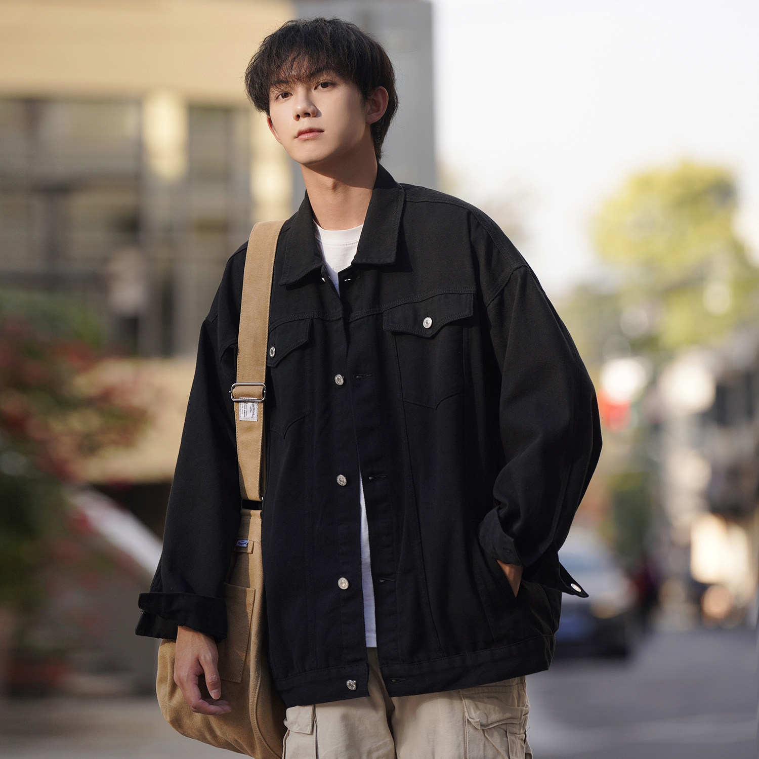 24新款抖音品质男士宽松纯色休闲水洗外套上衣N961/P85/128,女装短外套,星座202