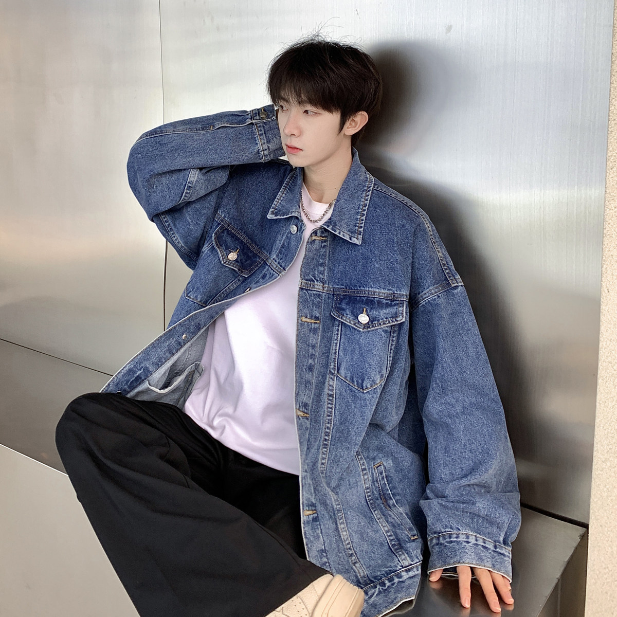 24款 牛仔夹克宽松韩版工装潮流水洗情侣外套 N991/P98 148图片