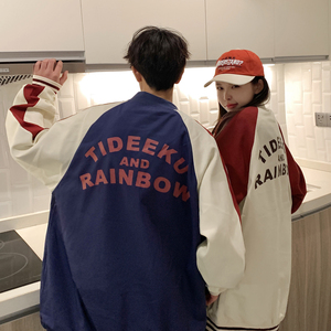 24款撞色棒球服潮流情侣字母夹克上衣9106/P95