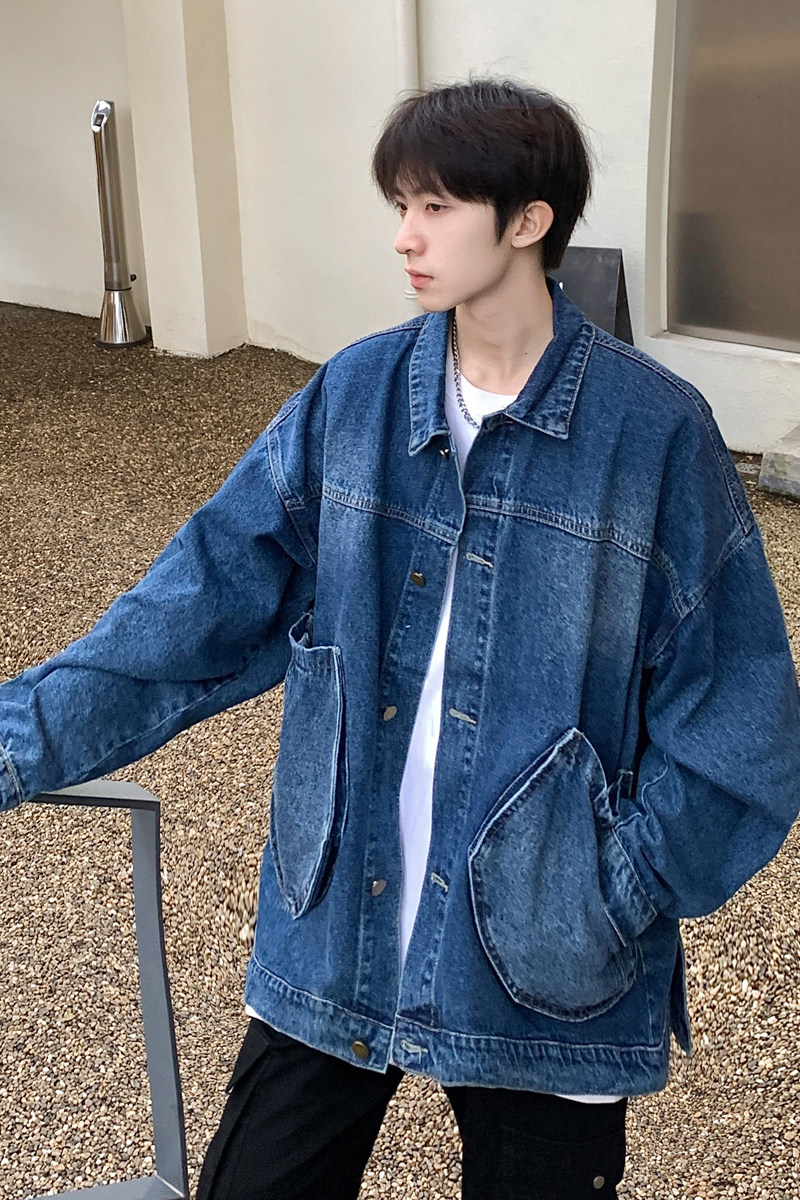 24款男士水洗工装牛仔夹克立体口袋潮流外套上衣N9002/P105,男装夹克,星座202
