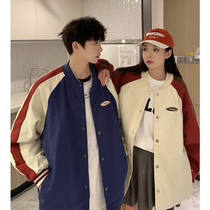 24款撞色棒球服潮流情侣字母夹克上衣 9106/P95图片