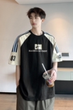 美式潮牌三条杠足球运动风短袖T恤男女情侣街头T6832/P5879，男装T恤，星座202