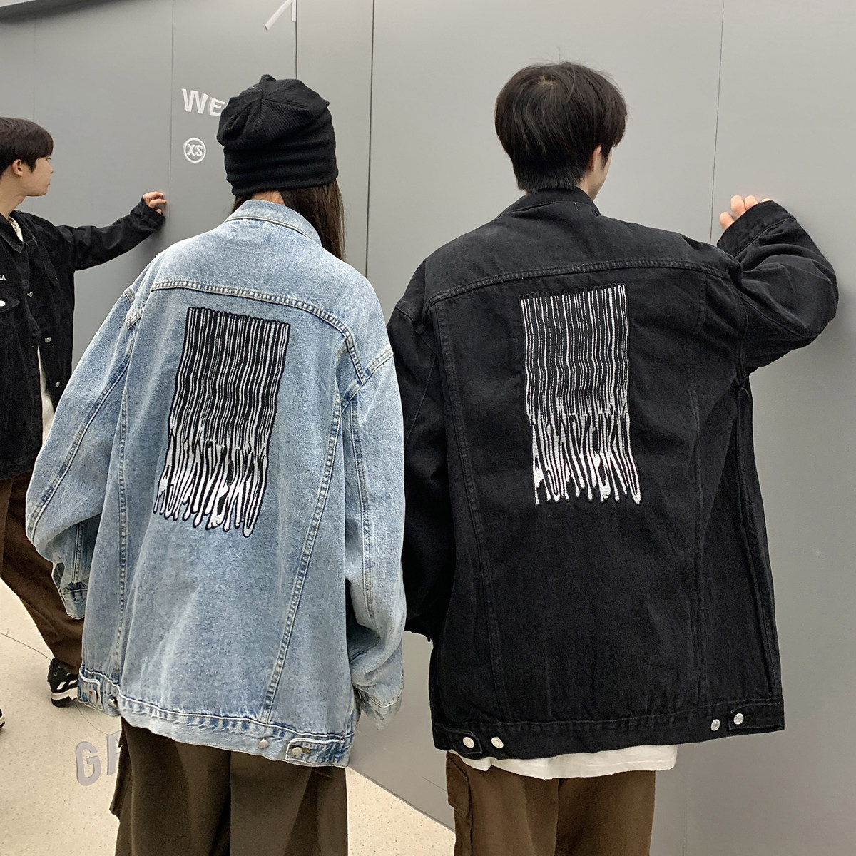 24款潮流牌翻领字母刺绣休闲水洗工装情侣牛仔夹克N603/P120,男装夹克,星座202