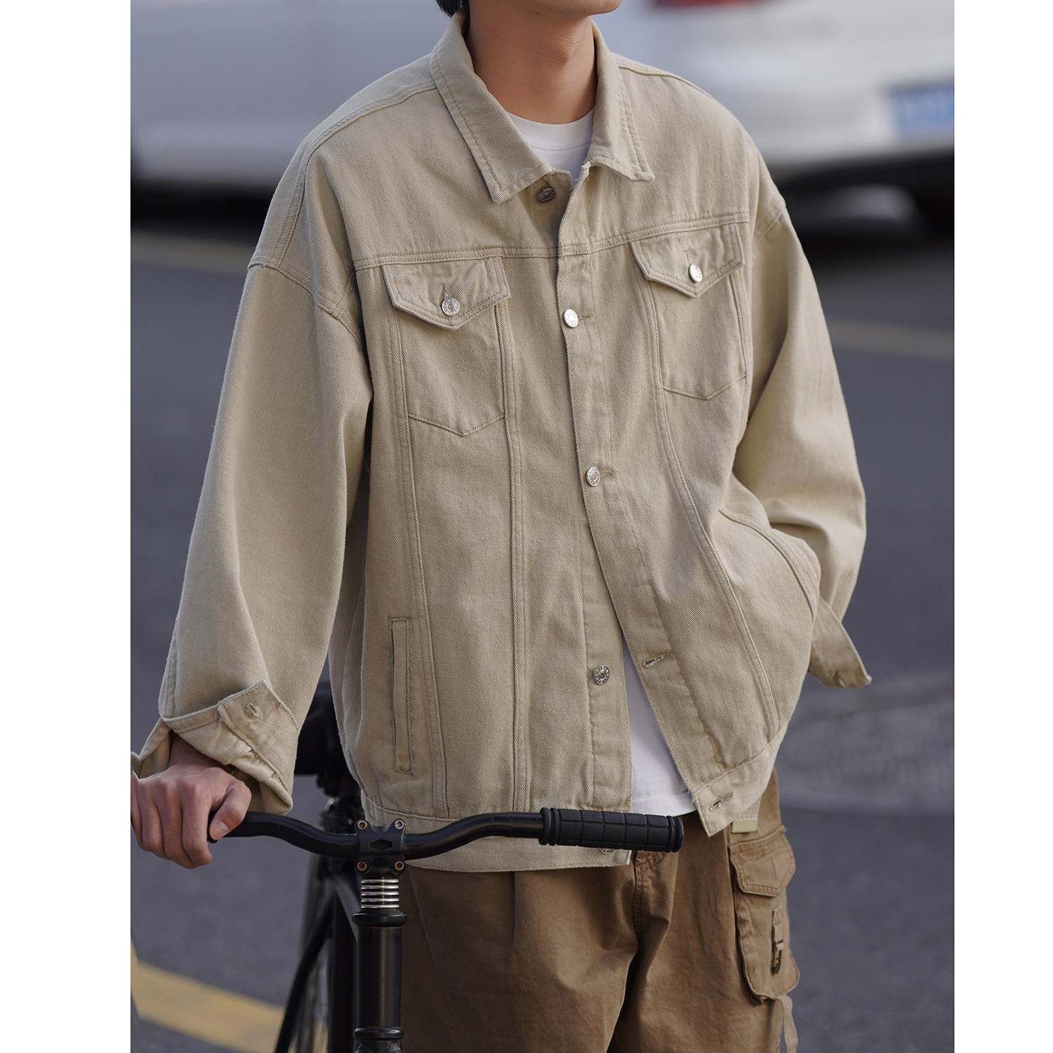 24新款抖音品质男士宽松纯色休闲水洗外套上衣N961/P85/128，女装短外套，星座202