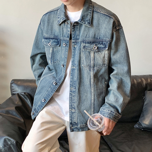 美式复古水洗做旧牛仔外套男潮牌设计感休闲夹克外套N2233/ P118图片