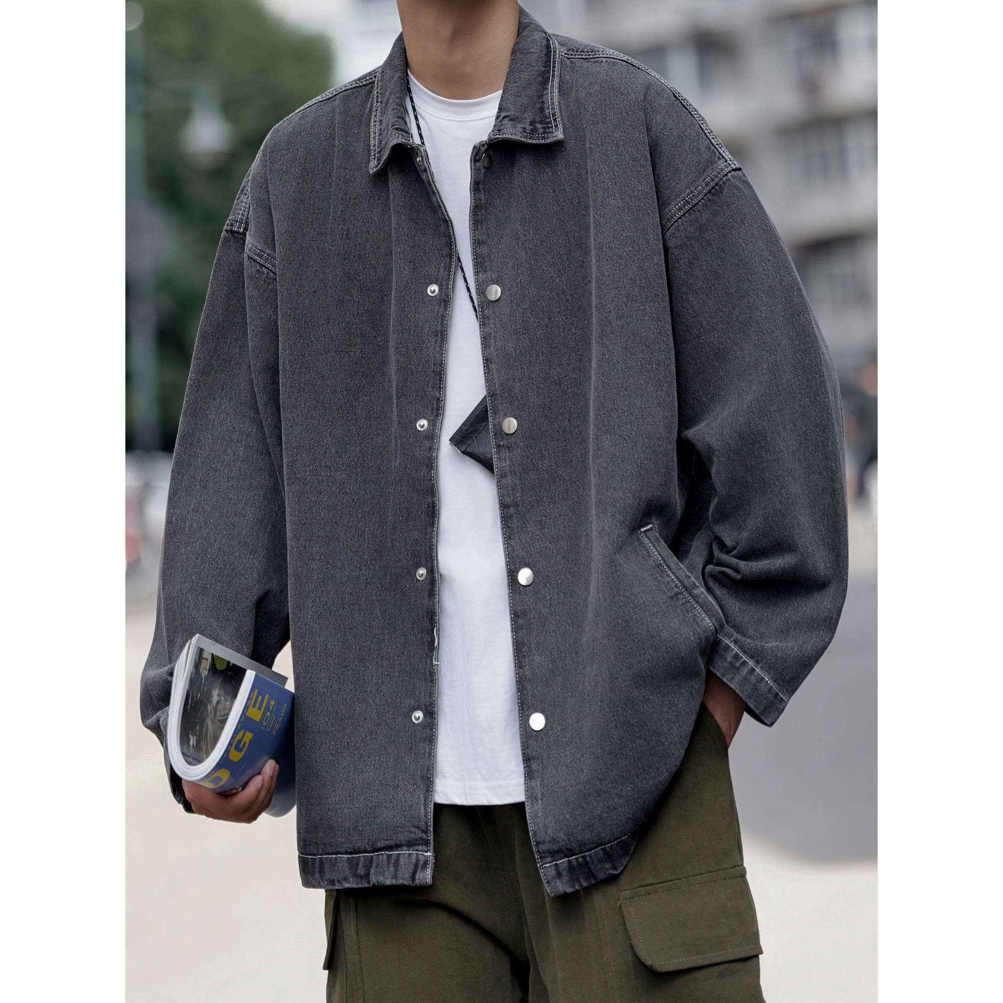 24款纯色水洗牛仔夹克潮流中长外套2013/P98,男装夹克,星座202