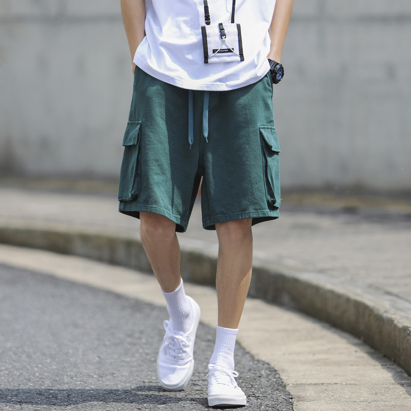七色夏季新款水洗工装大口袋微弹潮流休闲短裤K2201/P55，男装牛仔裤，星座202