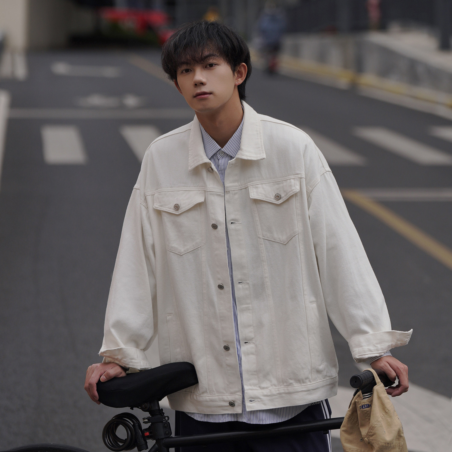 24新款抖音品质男士宽松纯色休闲水洗外套上衣N961/P85/128,女装短外套,星座202