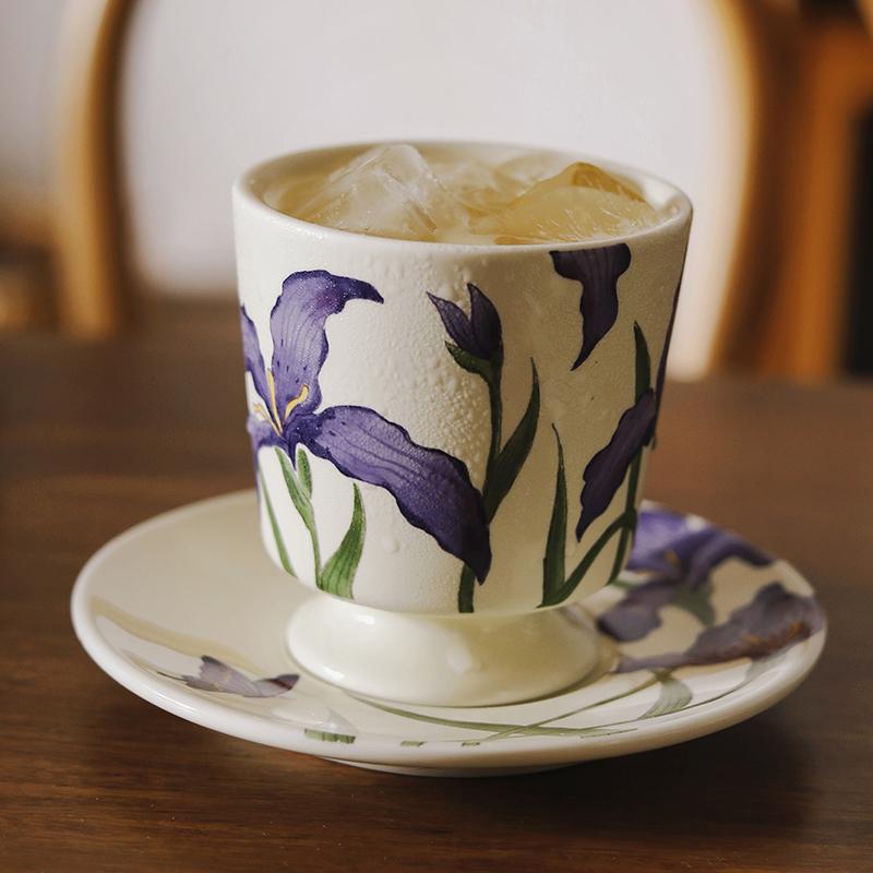 鸢尾花手作咖啡杯拉花杯子精致