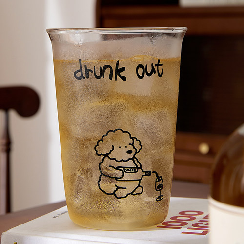 小狗倒酒玻璃水杯家用耐高温