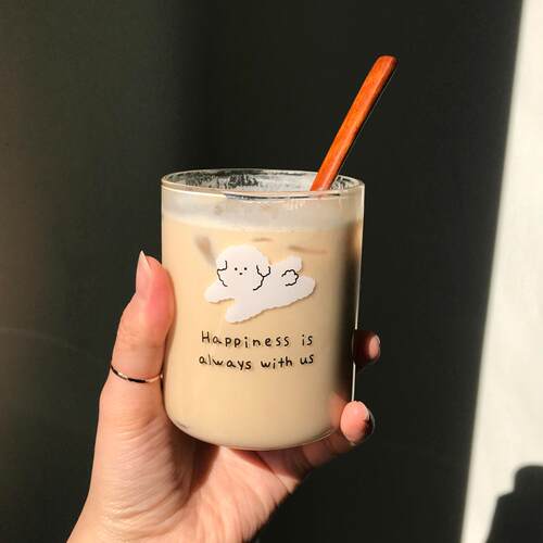 线条小狗高硼硅玻璃水杯