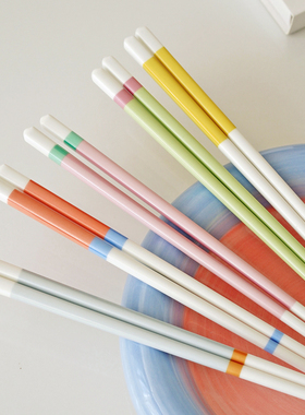 Endless stars高颜值马卡龙色陶瓷筷子家用骨瓷筷子防霉防滑5双组