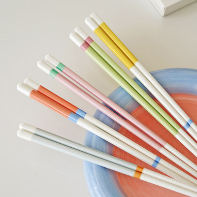 仙女专用彩色陶瓷筷子防霉5双组