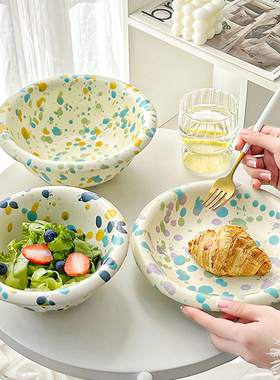 ENDLESS STARS 泼墨艺术家用陶瓷盘碗餐具面碗大汤碗沙拉碗饭碗