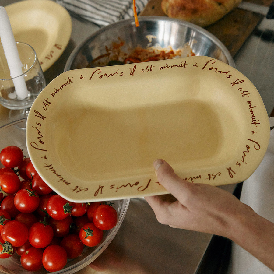 法式复古奶油色餐具西餐盘子