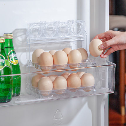 鸡蛋收纳盒冰箱用窄侧门侧面多层置物架厨房台面放双层的保鲜盒子