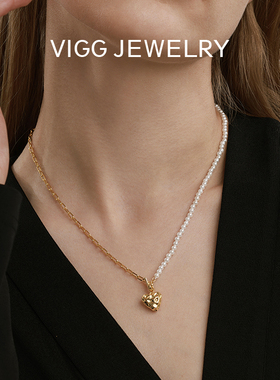 VIGG心褶项链女轻奢复古设计感