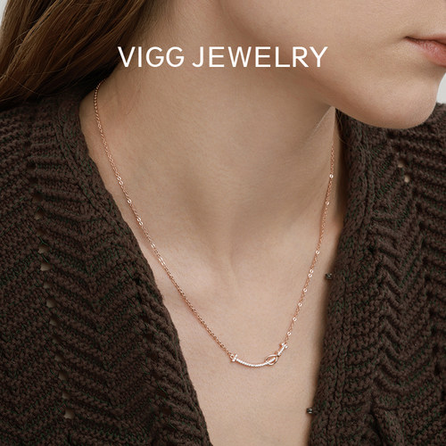 VIGG纯银笑脸微笑项链女锁骨链网红简约女士吊坠生日礼物送女友
