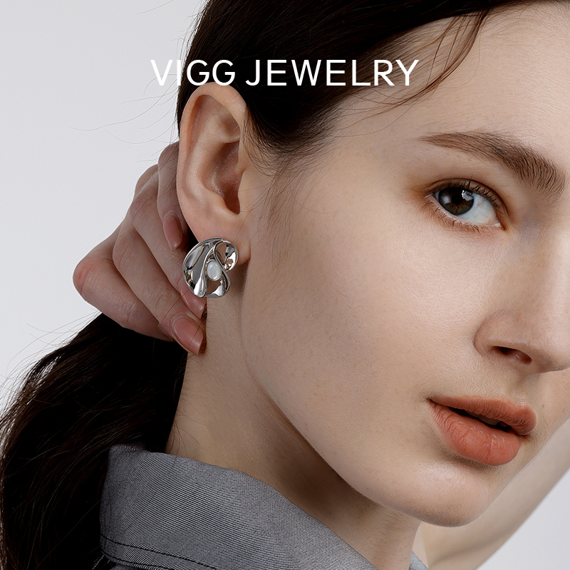 VIGG海贝耳钉女轻奢小众设计感