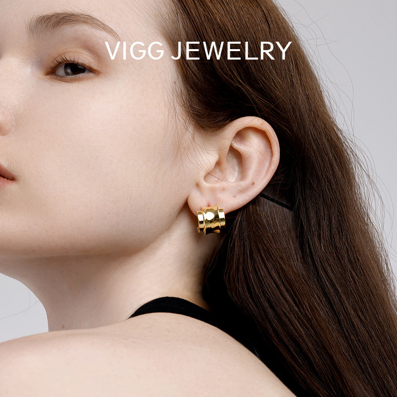 VIGG曲面耳钉女独特高级感2025年新款轻奢百搭气质纯银耳针耳饰,饰品/流行首饰/时尚饰品新,耳钉,淘宝优惠券,粉丝福利购,淘宝优惠卷