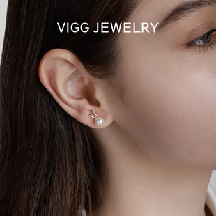 VIGG小兔子纯银耳钉女淡水珍珠耳环小众设计纯银耳针高级感耳饰品