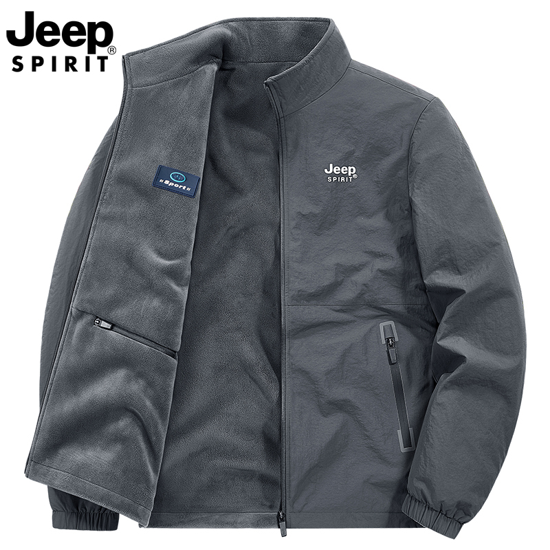 JEEP吉普夹克男士双面穿加绒外套