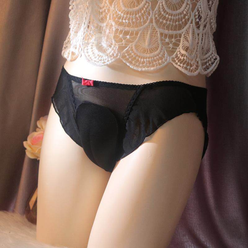 男变女内裤网纱透明女性化设计鲍鱼勒痕紧身裤假阴下体伪娘三角裤