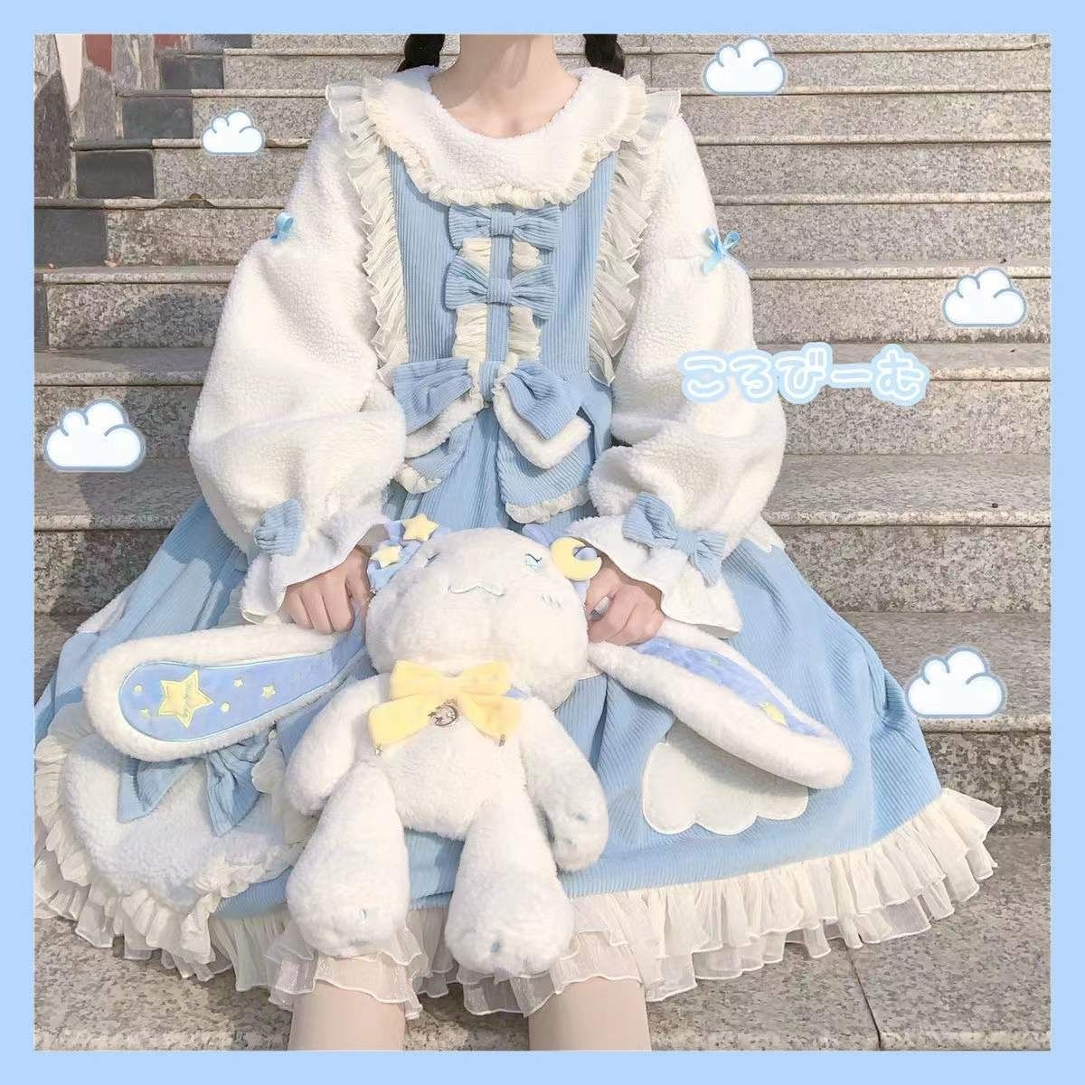 现货秋冬lolita厚实保暖冬云转晴洛丽塔长袖OP洛丽塔裙子学生大码