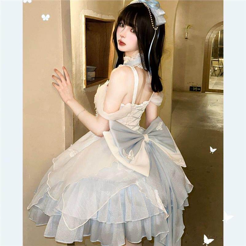 现货天鹅湖连衣裙千金感纯欲风公主小礼服蓬蓬裙子飞行日记Lolita