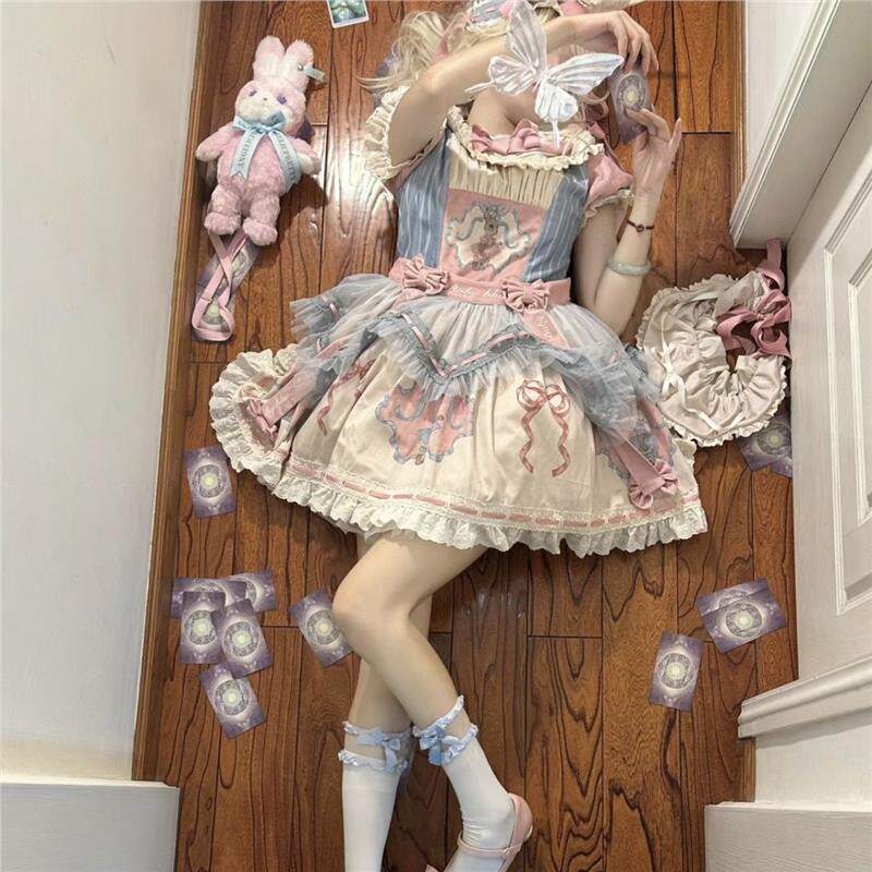 茶喵丨实体店现货丨婴儿蓝兔子芭蕾复古感兔子doll感长袖lolita裙