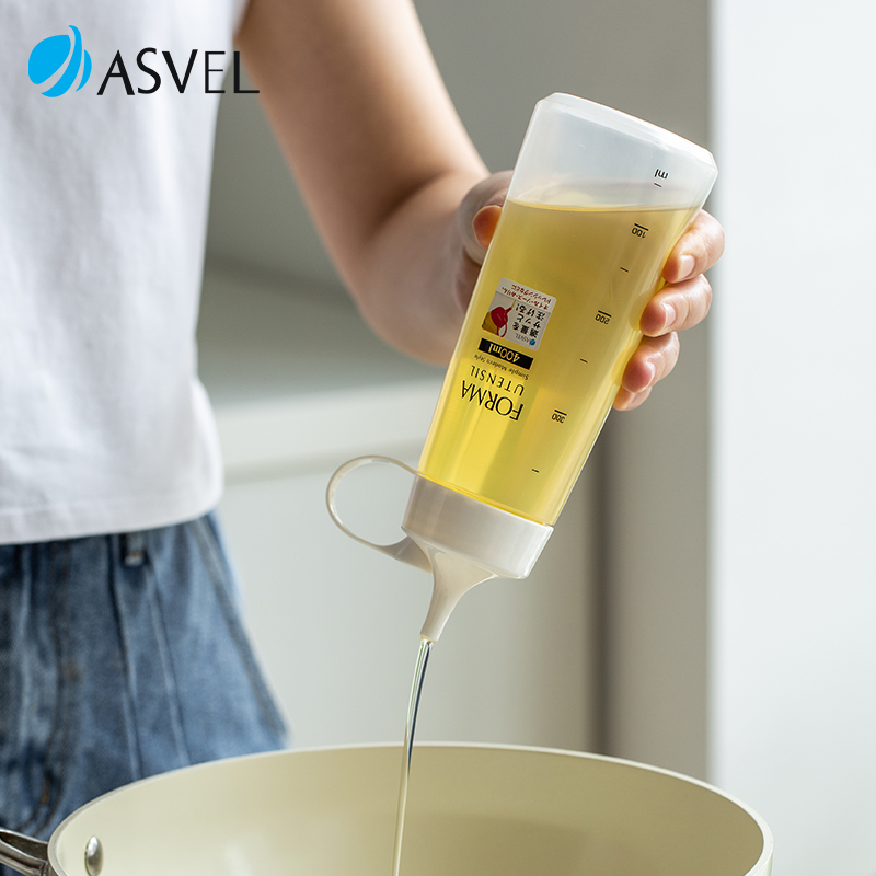 日本asvel挤压式油壶食品级带刻度酱油瓶厨房家用调味瓶防漏油罐