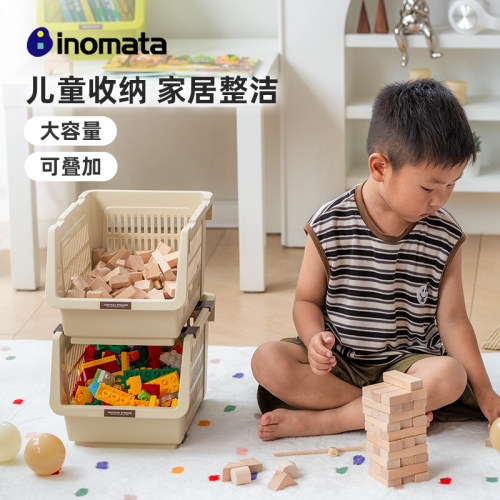 玩偶绘本收纳筐镂空可叠加带滑轮