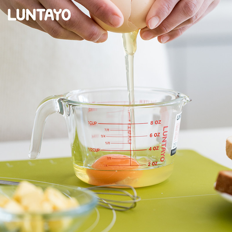 日本LUNTAYO量杯带刻度厨房用食品级耐高温大容量烘焙玻璃打蛋杯,厨房/烹饪用具,杯子,淘宝优惠券,粉丝福利购,淘宝优惠卷