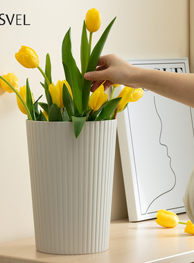 日本asvel醒花桶家用干花筒花店鲜花插花深水养花大口径塑料花瓶