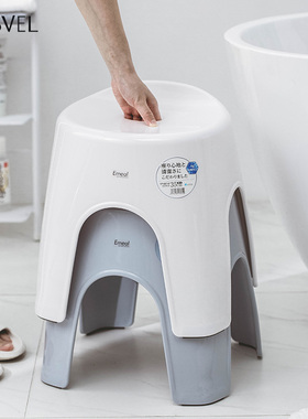日本ASVEL凳子防滑浴室塑料加厚洗澡凳卫生间淋浴房圆坐凳小矮凳