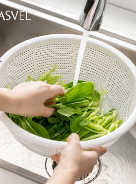 日本进口asvel洗菜盆沥水篮家用厨房淘米水果收纳漏网篮滤水菜篮