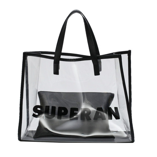 简约透明单肩包大容量欧美时尚