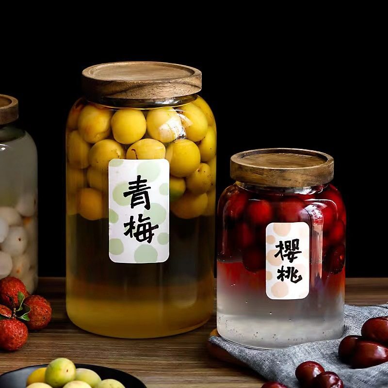 玻璃瓶家用自制泡青梅果酒空瓶密封木盖酿酒罐子大容器