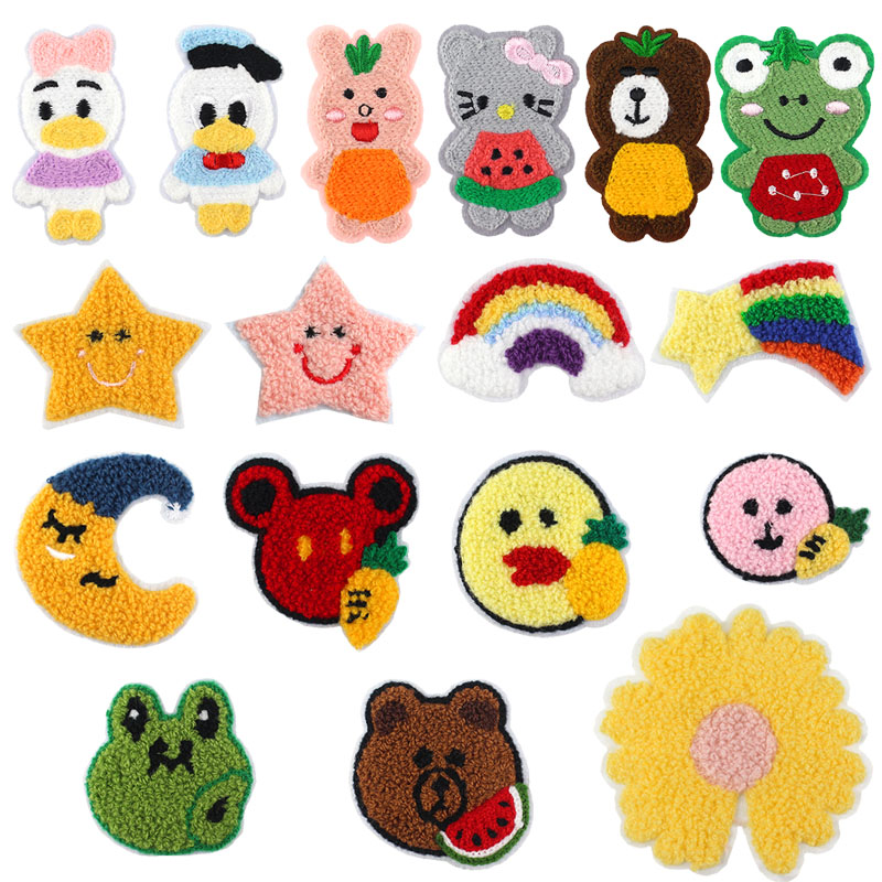 刺绣卡通图案布贴毛绒补丁贴diy童装衣服外套装饰贴破洞贴修补贴