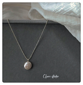 女纯银轻奢小众高级感锁骨链新款 小圆满 天然巴洛克纽扣珍珠项链
