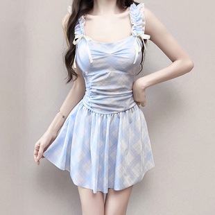 泳衣女连体裙式收腰显瘦2026新款高级保遮肚守平角小清新温泉泳装