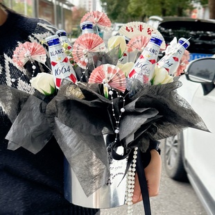 啤酒花束diy材料抱抱桶劲酒礼盒有钱花手工制作生日礼物男送父亲