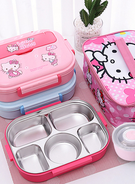 304不锈钢保温饭盒儿童学生上班族餐盒分隔带汤碗卡通可爱便当盒
